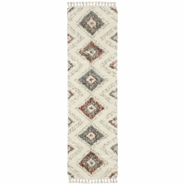 Axis AX07A Ivory/ Multi Indoor Area Rug - 2'3" x 7'6"