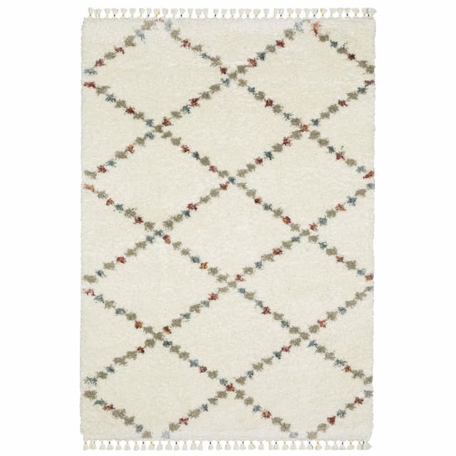 Axis AX08A Ivory/ Multi Indoor Area Rug - 3'10" x 5'5"