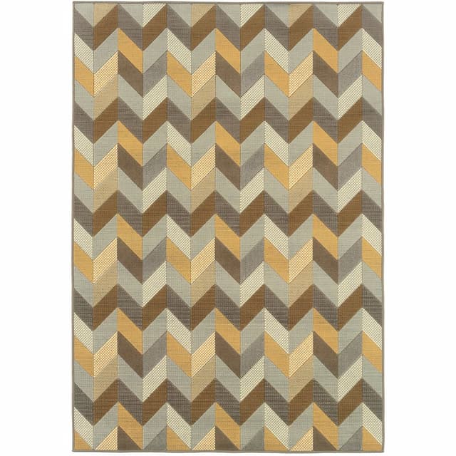 Bali 4902X Grey/ Gold Indoor/Outdoor Area Rug - 2'5" x 4'5"