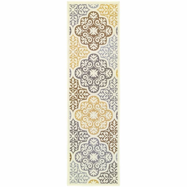 Bali 4904W Ivory/ Grey Indoor/Outdoor Area Rug - 2'3" x 7'6"