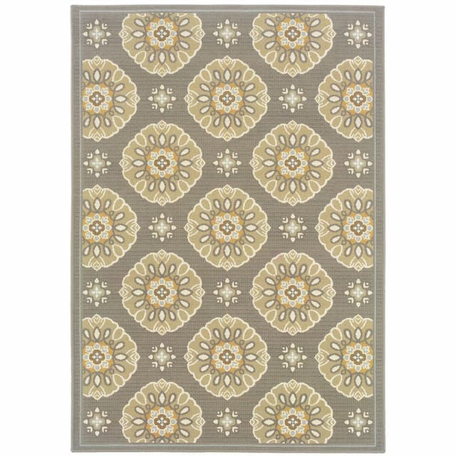 Bali 5863N Grey/ Gold Indoor/Outdoor Area Rug - 1'9" x 3'9"