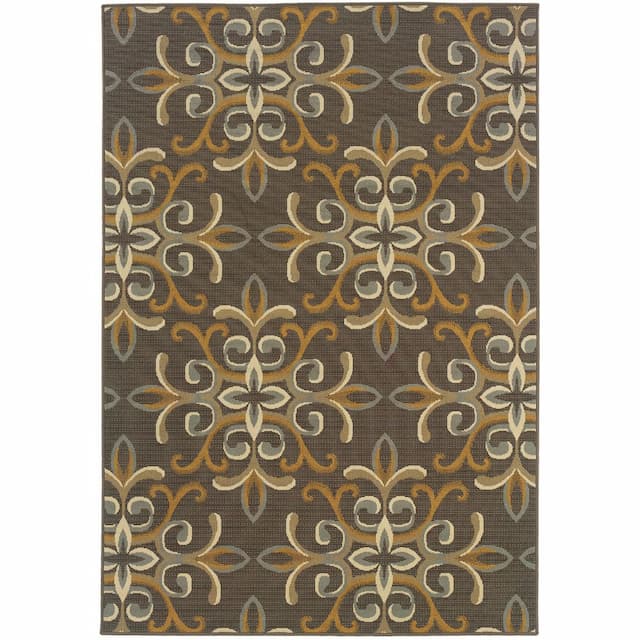 Bali 8990H Grey/ Gold Indoor/Outdoor Area Rug - 3'7" x 5'6"