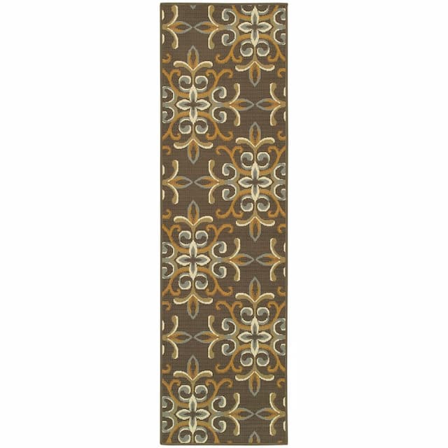 Bali 8990H Grey/ Gold Indoor/Outdoor Area Rug - 2'3" x 7'6"