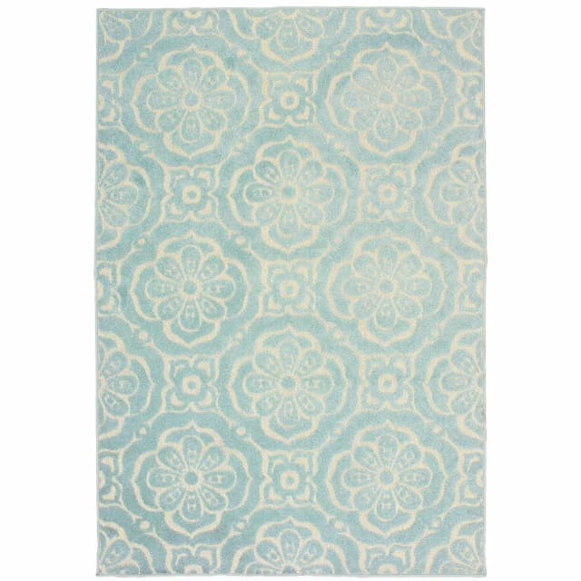 Barbados 539L4 Blue/ Ivory Indoor/Outdoor Area Rug - 9'10" x 12'10"