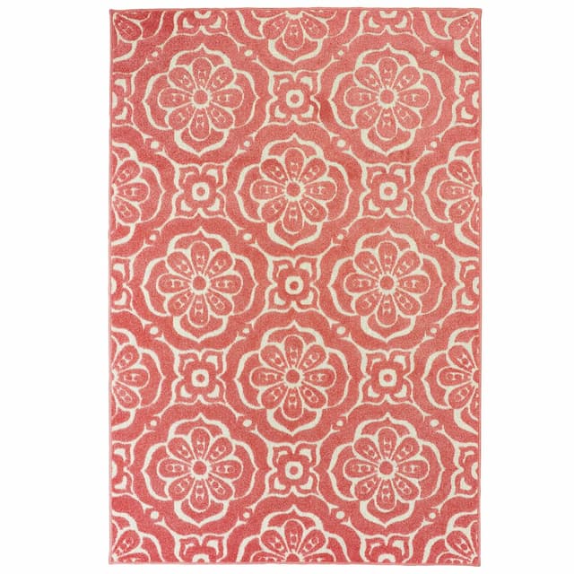 Barbados 539O4 Pink/ Ivory Indoor/Outdoor Area Rug - 6'7" x 9'6"