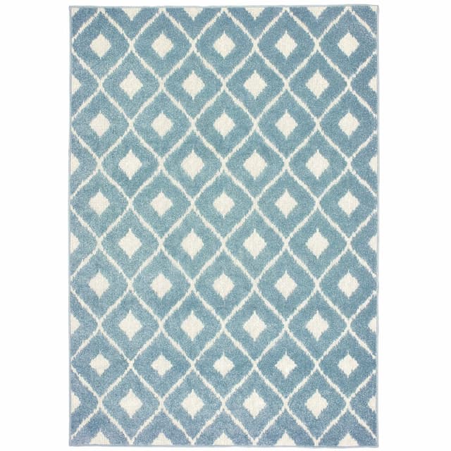 Barbados 5502B Blue/ Ivory Indoor/Outdoor Area Rug - 6'7" x 9'6"