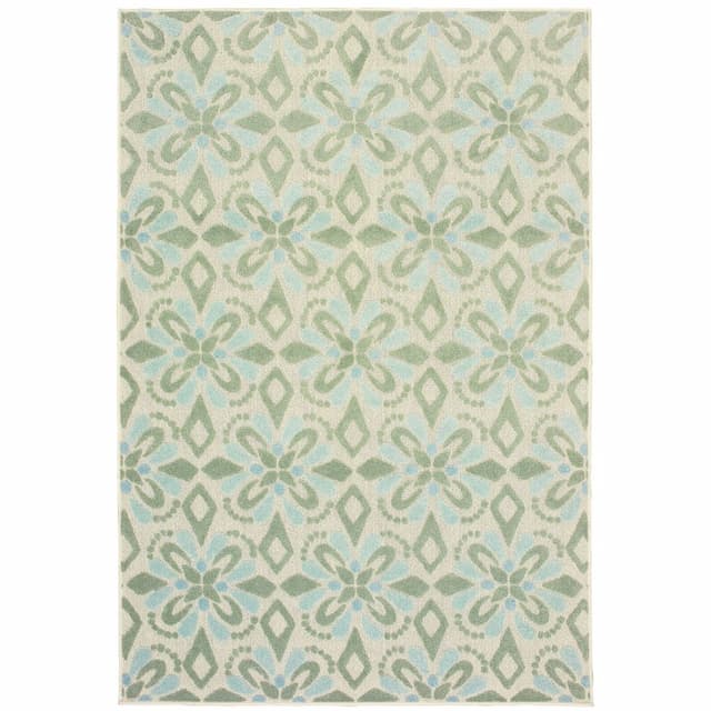 Barbados 5994J Ivory/ Green Indoor/Outdoor Area Rug - 6'7" x 9'6"