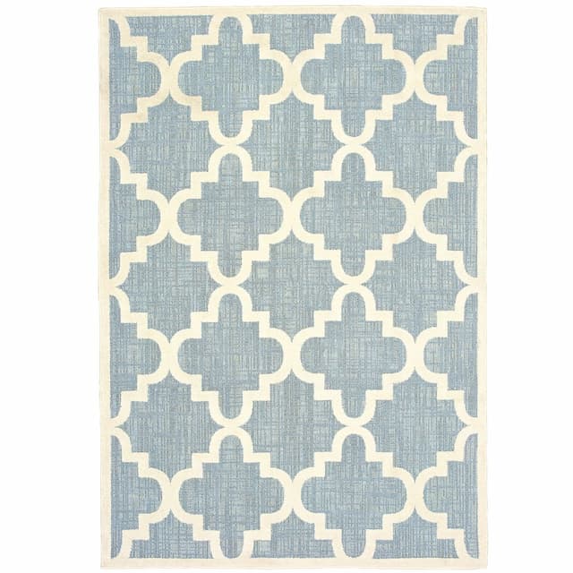 Barbados 6437J Blue/ Ivory Indoor/Outdoor Area Rug - 6'7" x 9'6"