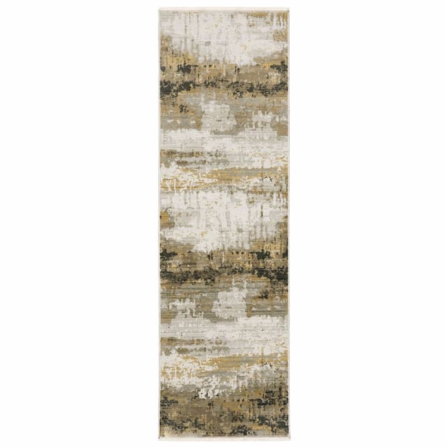 Bauer 2061X Gold/ Black Indoor Area Rug - 2'3" x 7'6"