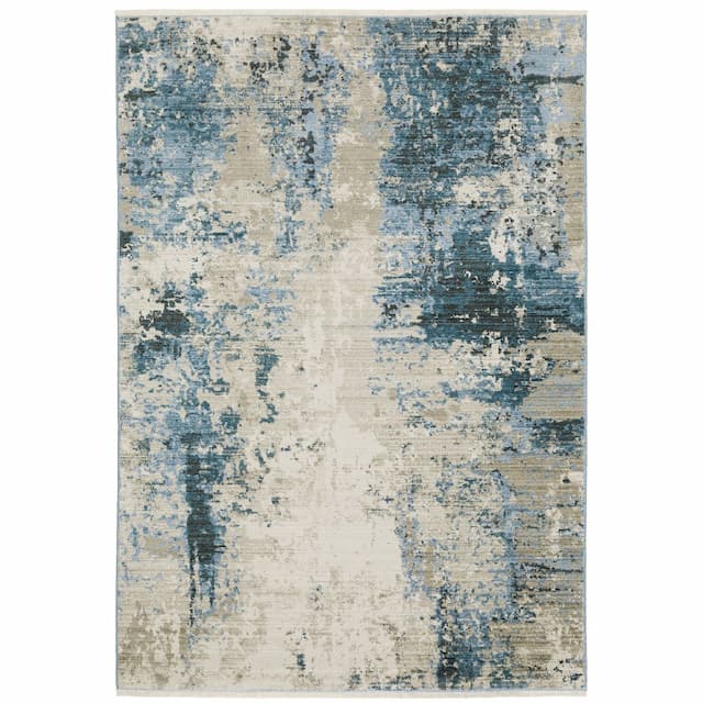 Bauer 041L2 Blue/ Beige Indoor Area Rug - 5'3" x 7'6"