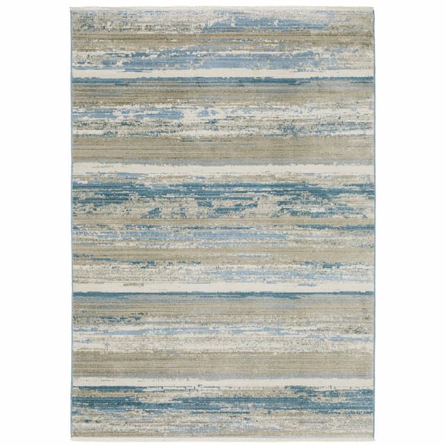 Bauer 042L2 Blue/ Beige Indoor Area Rug - 3'10" x 5'5"