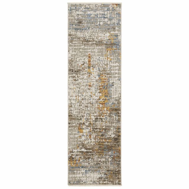 Bauer 005E2 Beige/ Multi Indoor Area Rug - 2'3" x 7'6"