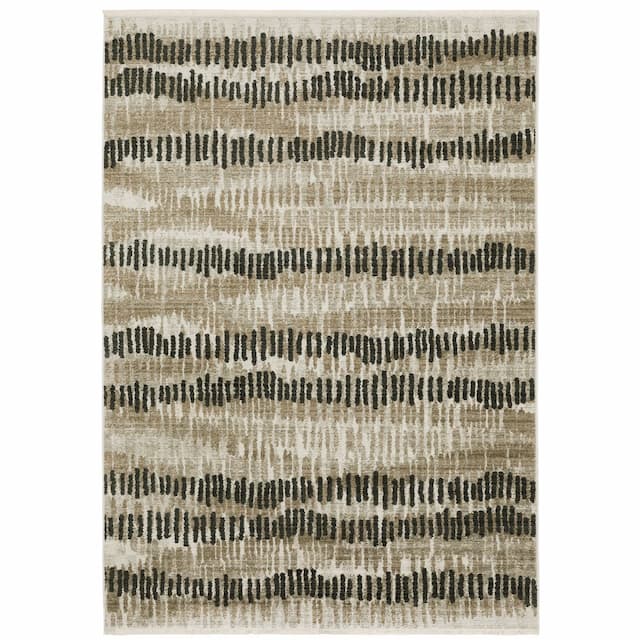 Bauer 8120D Beige/ Charcoal Indoor Area Rug - 3'10" x 5'5"