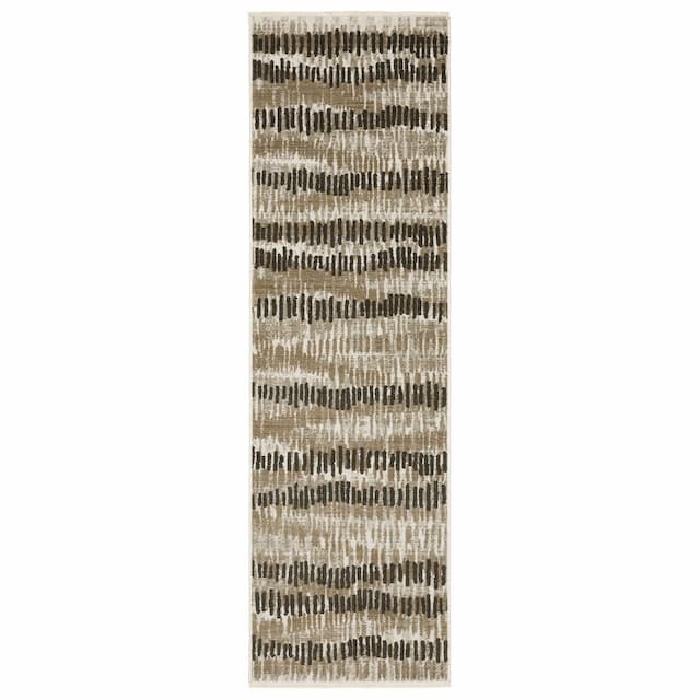 Bauer 8120D Beige/ Charcoal Indoor Area Rug - 2'3" x 7'6"