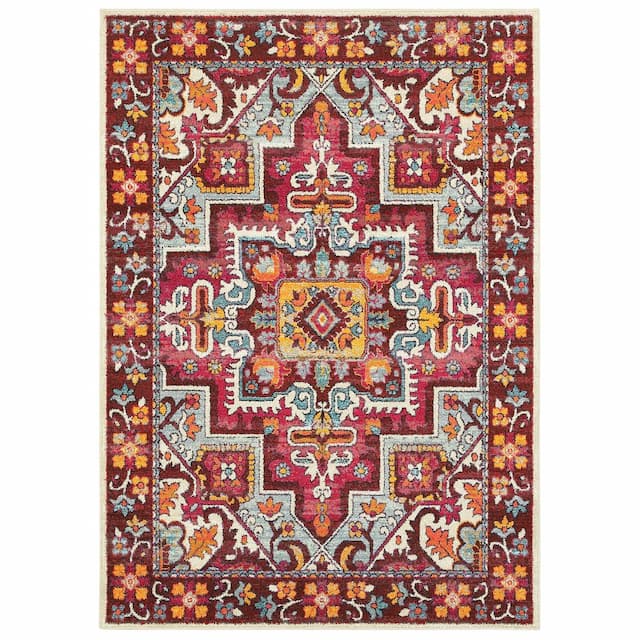 Bohemian 5330R Red/ Pink Indoor Area Rug - 3'10" x 5'5"