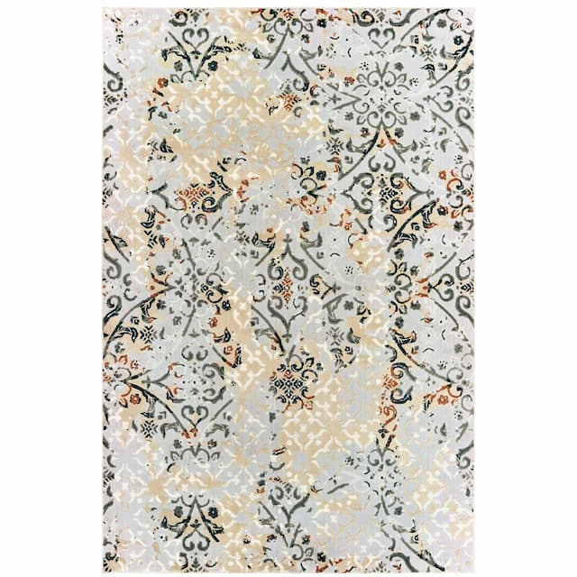 Bowen 108W2 Grey/ Gold Indoor Area Rug - 3'10" x 5'5"