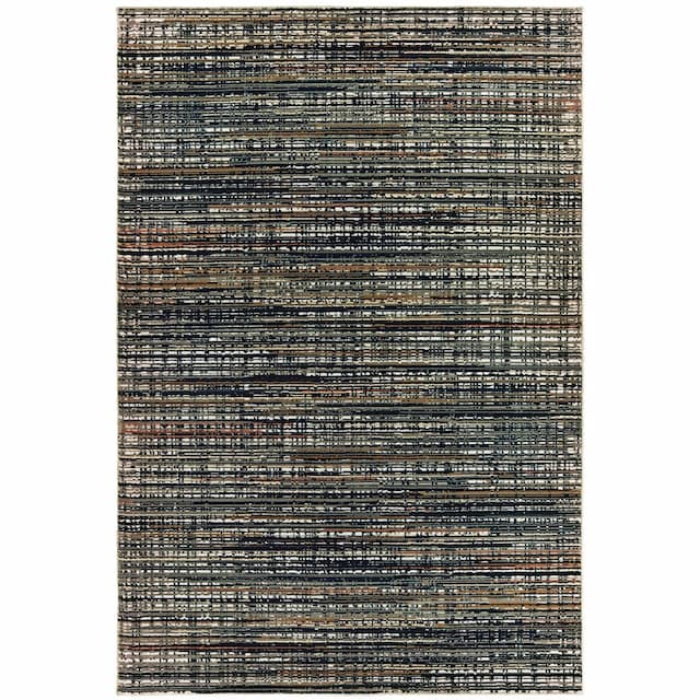 Bowen 1332H Black/ Navy Indoor Area Rug - 3'10" x 5'5"