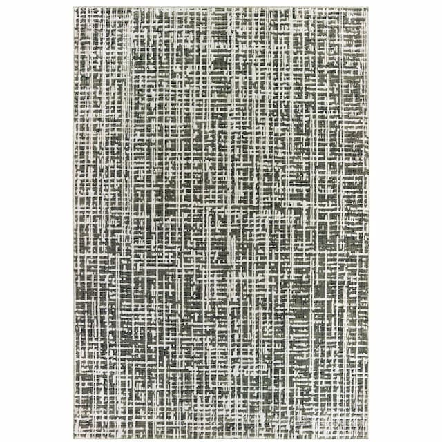 Bowen 2066W Grey/ Ivory Indoor Area Rug - 3'10" x 5'5"