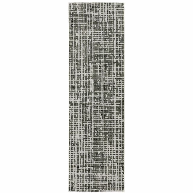 Bowen 2066W Grey/ Ivory Indoor Area Rug - 2'3" x 7'6"