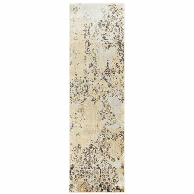 Bowen 2067W Grey/ Gold Indoor Area Rug - 2'3" x 7'6"