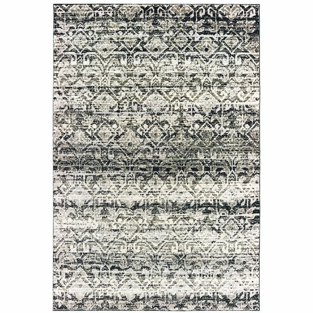 Bowen 042H2 Grey/ Ivory Indoor Area Rug - 3'10" x 5'5"