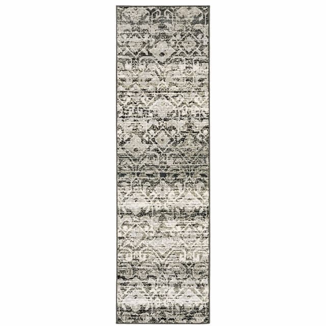 Bowen 042H2 Grey/ Ivory Indoor Area Rug - 2'3" x 7'6"