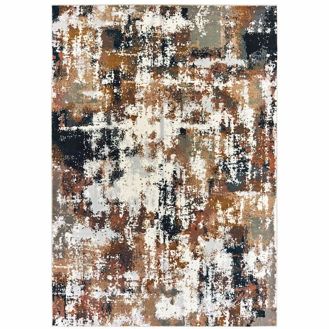 Bowen 4928X Grey/ Gold Indoor Area Rug - 3'10" x 5'5"