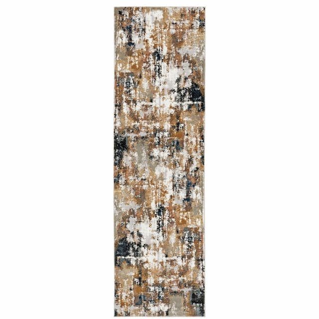 Bowen 4928X Grey/ Gold Indoor Area Rug - 2'3" x 7'6"