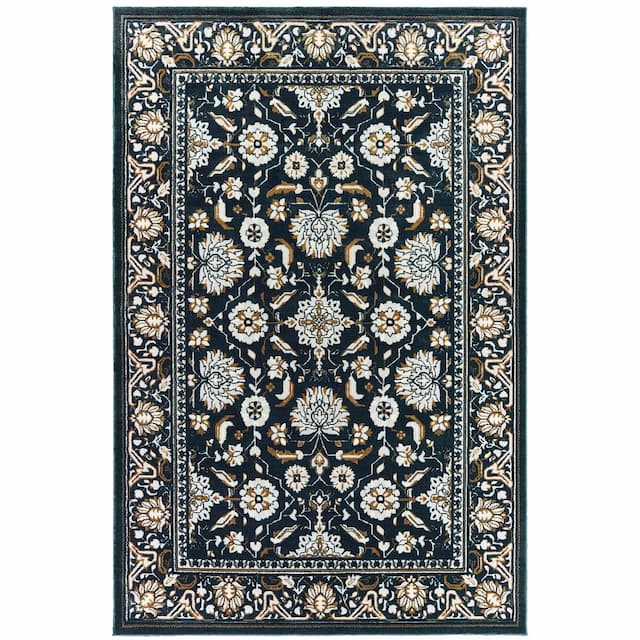 Bowen 534L2 Navy/ Gold Indoor Area Rug - 3'10" x 5'5"