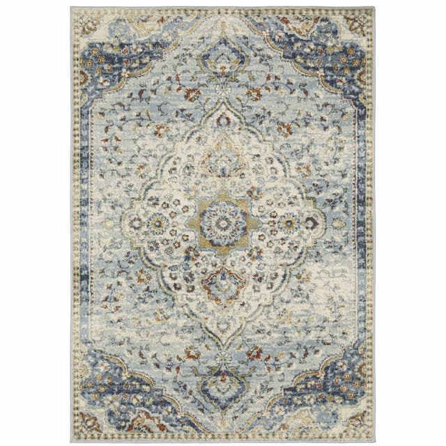 Branson BR01A Blue/ Multi Indoor Area Rug - 3'3" x 5'