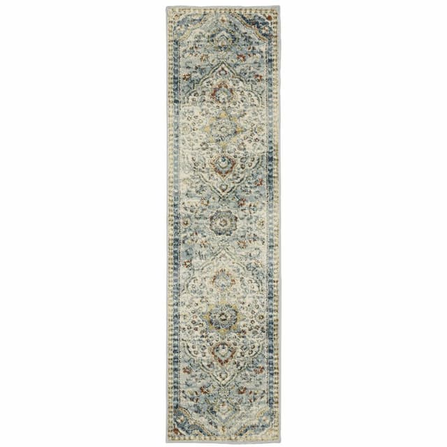 Branson BR01A Blue/ Multi Indoor Area Rug - 1'10" x 7'3"