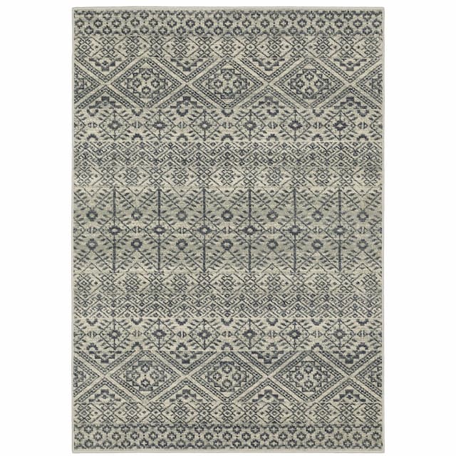 Branson BR02A Blue/ Beige Indoor Area Rug - 3'3" x 5'