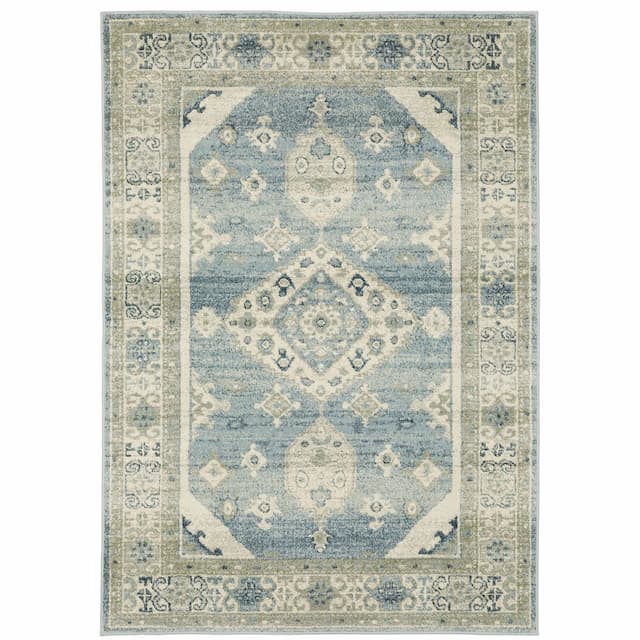 Branson BR03A Blue/ Grey Indoor Area Rug - 3'3" x 5'