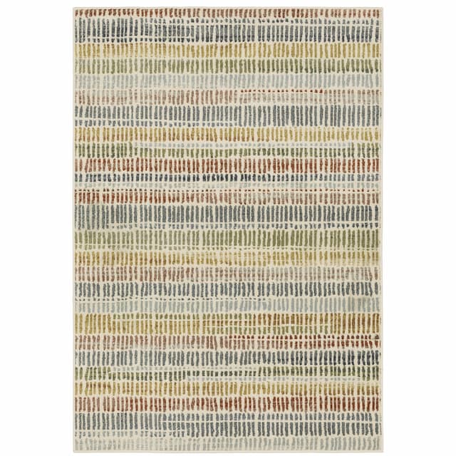 Branson BR06A Ivory/ Multi Indoor Area Rug - 5'3" x 7'3"