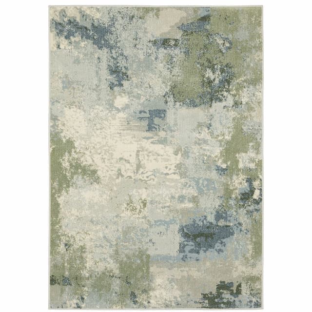 Branson BR08A Blue/ Green Indoor Area Rug - 5'3" x 7'3"