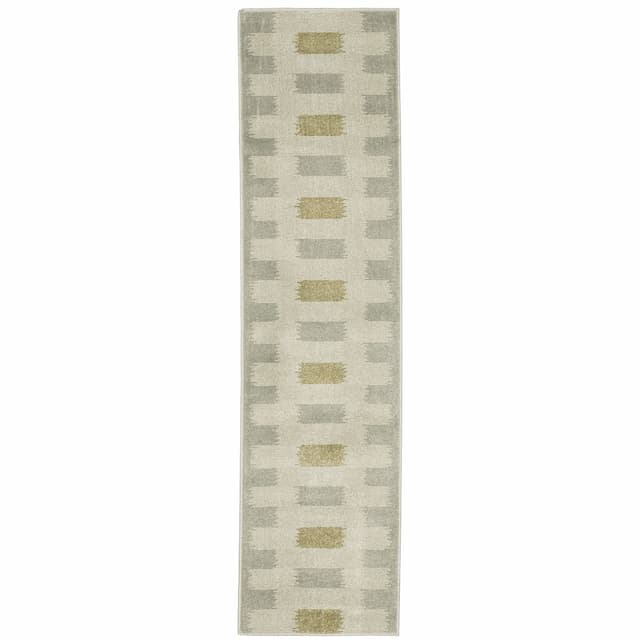 Branson BR09A Beige/ Grey Indoor Area Rug - 1'10" x 7'3"