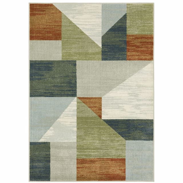 Branson BR11A Grey/ Multi Indoor Area Rug - 3'3" x 5'