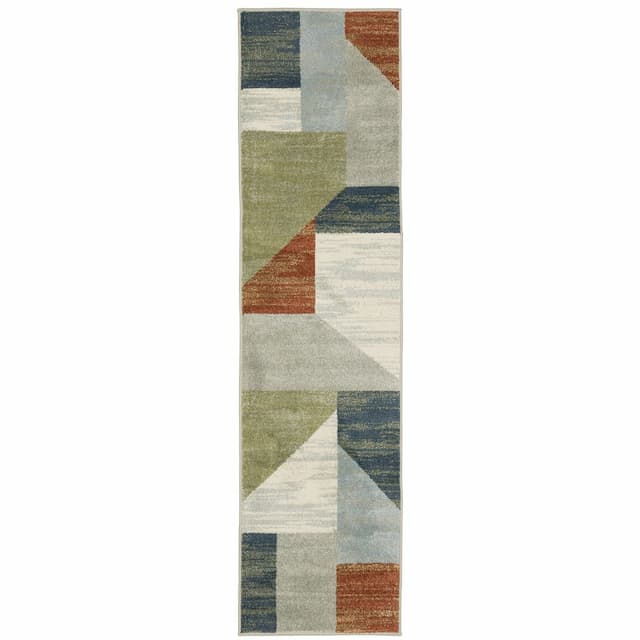 Branson BR11A Grey/ Multi Indoor Area Rug - 1'10" x 7'3"