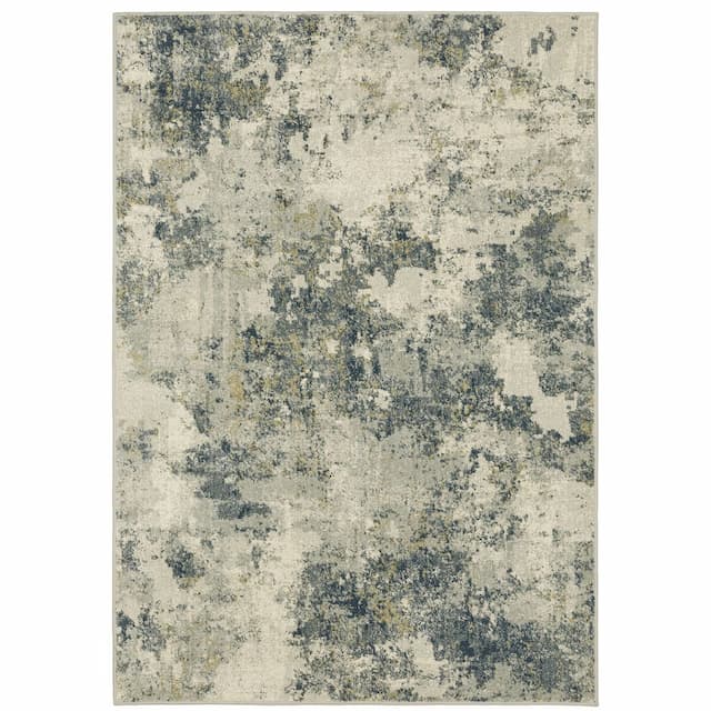 Branson BR12A Beige/ Teal Indoor Area Rug - 3'3" x 5'