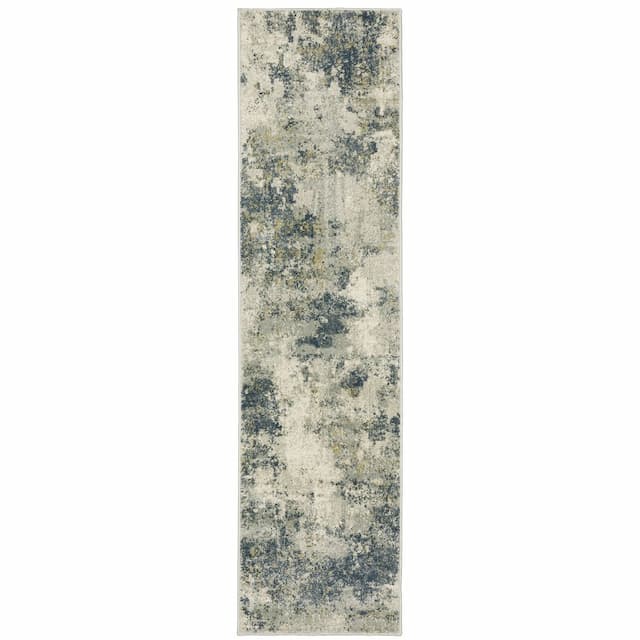 Branson BR12A Beige/ Teal Indoor Area Rug - 1'10" x 7'3"