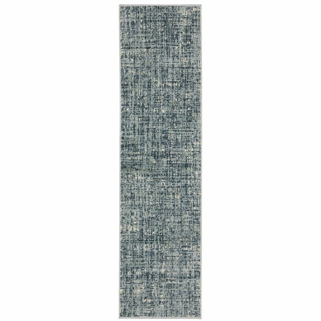 Branson BR13A Blue/Grey Indoor Area Rug - 1'10" x 7'3"