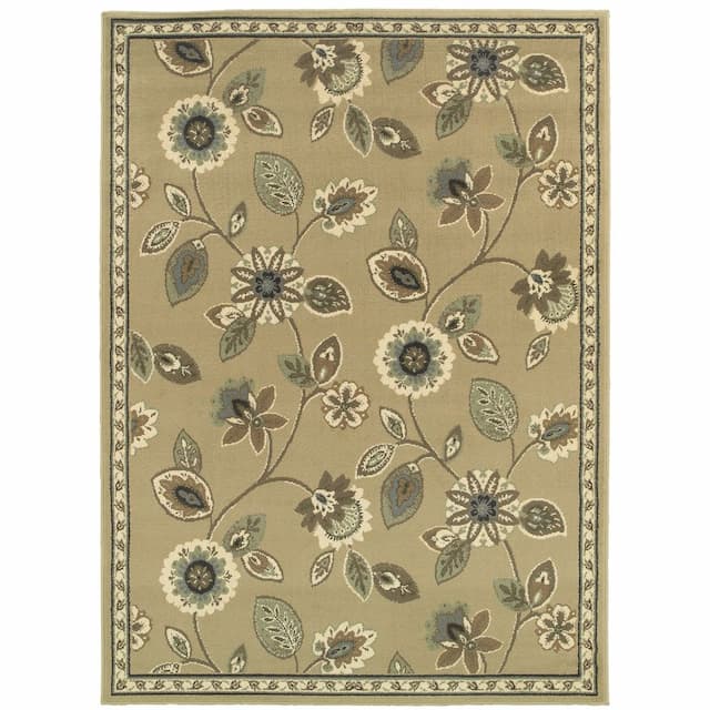 Brentwood 501J9 Stone/ Blue Indoor Area Rug - 9'10" x 12'10"