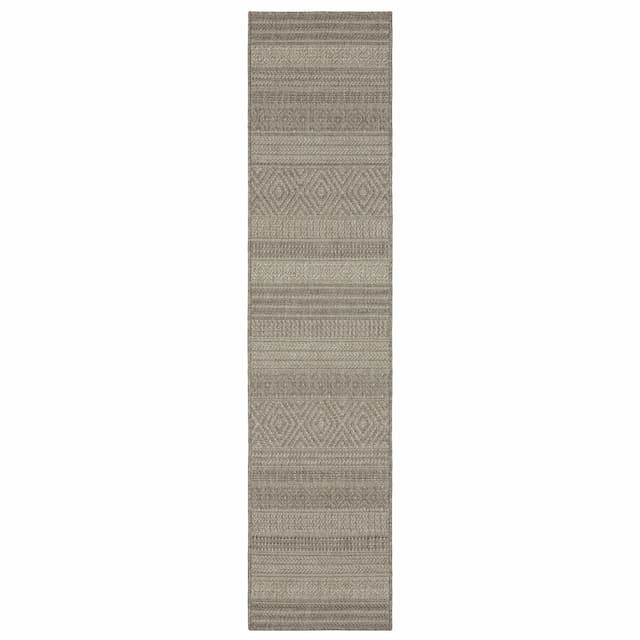 Caicos CA06A Grey/ Light Grey Ultimate Performance Area Rug - 1'10" x 7'6"