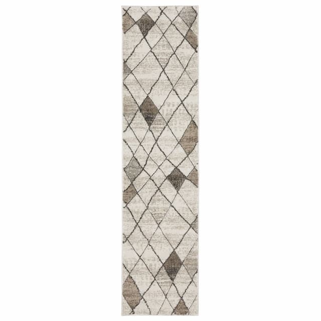 Cambria 4928A Beige/ Grey Indoor Area Rug - 1'10" x 7'6"