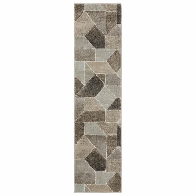 Cambria 004L2 Grey/Brown Indoor Area Rug - 1'10" x 7'6"