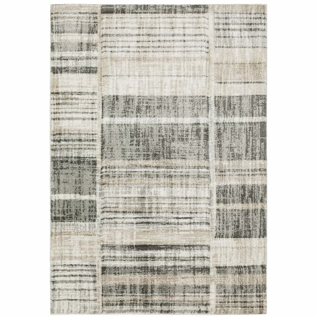 Cambria 055X2 Tan/ Charcoal Indoor Area Rug - 3'3" x 5'