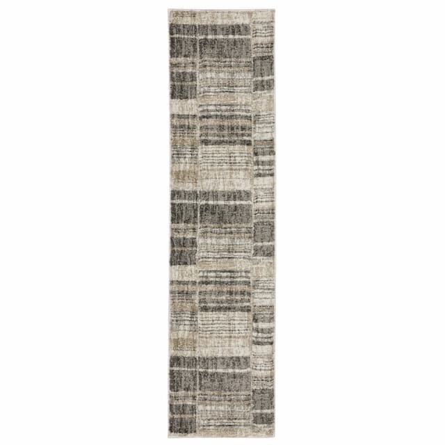 Cambria 055X2 Tan/ Charcoal Indoor Area Rug - 1'10" x 7'6"