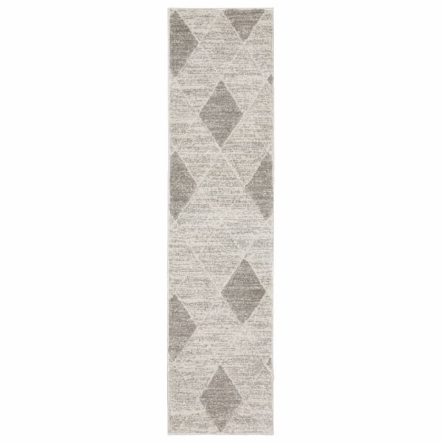 Cambria 005W2 Grey/ Ivory Indoor Area Rug - 1'10" x 7'6"