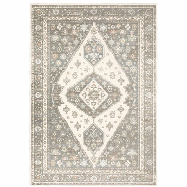 Capistrano 511E1 Ivory/ Grey Indoor Area Rug - 3'10" x 5'5"