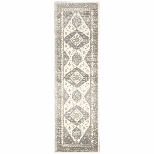 Capistrano 511E1 Ivory/ Grey Indoor Area Rug - 2'3" x 7'3"